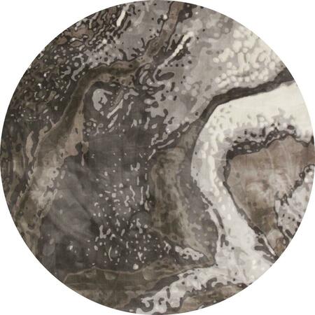 ART CARPET 5 Ft. Titanium Collection Geode Woven Round Area Rug, Gray 841864116370